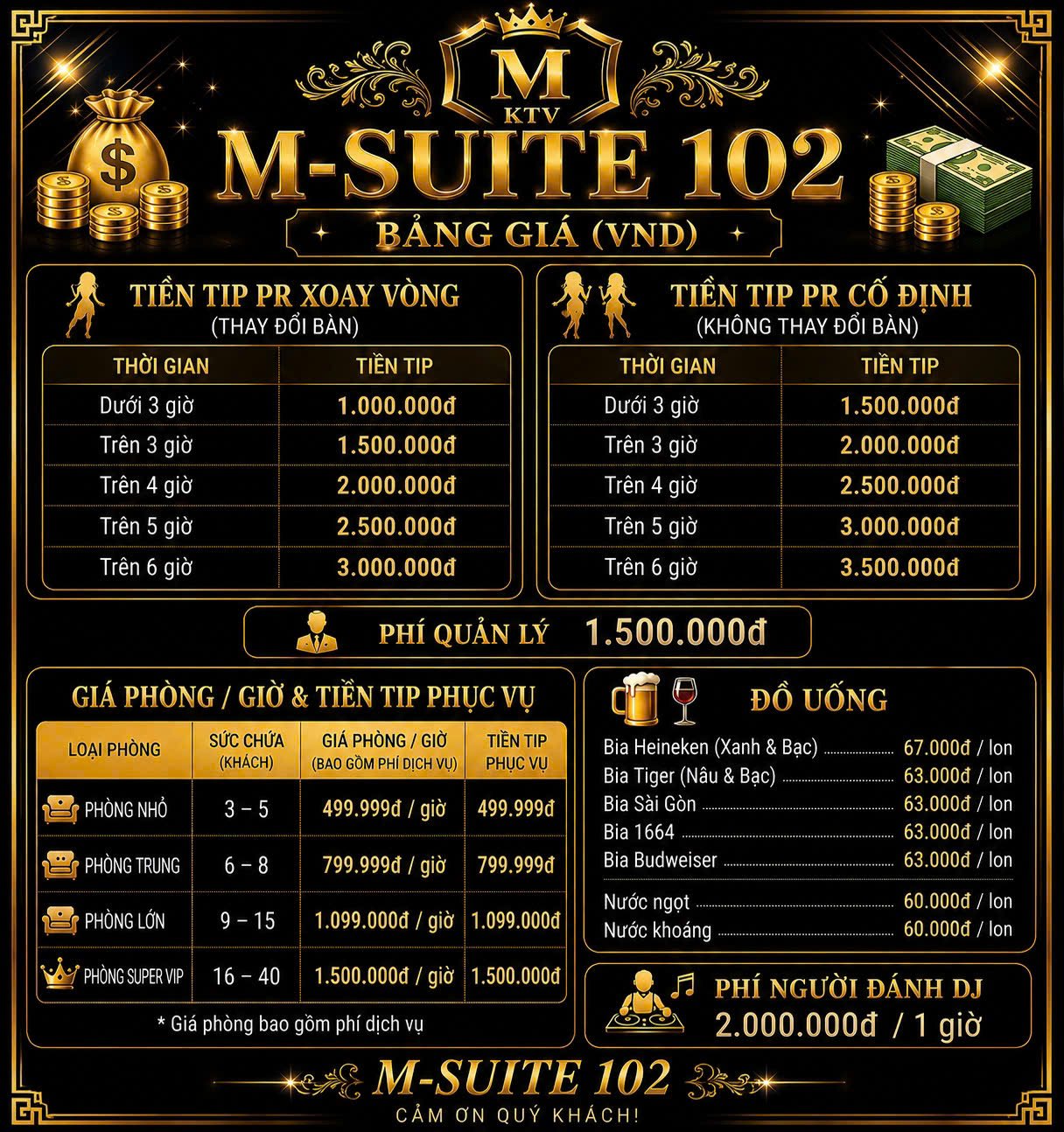 Bảng giá tham khảo M-Suite KTV 102 Cao Thắng