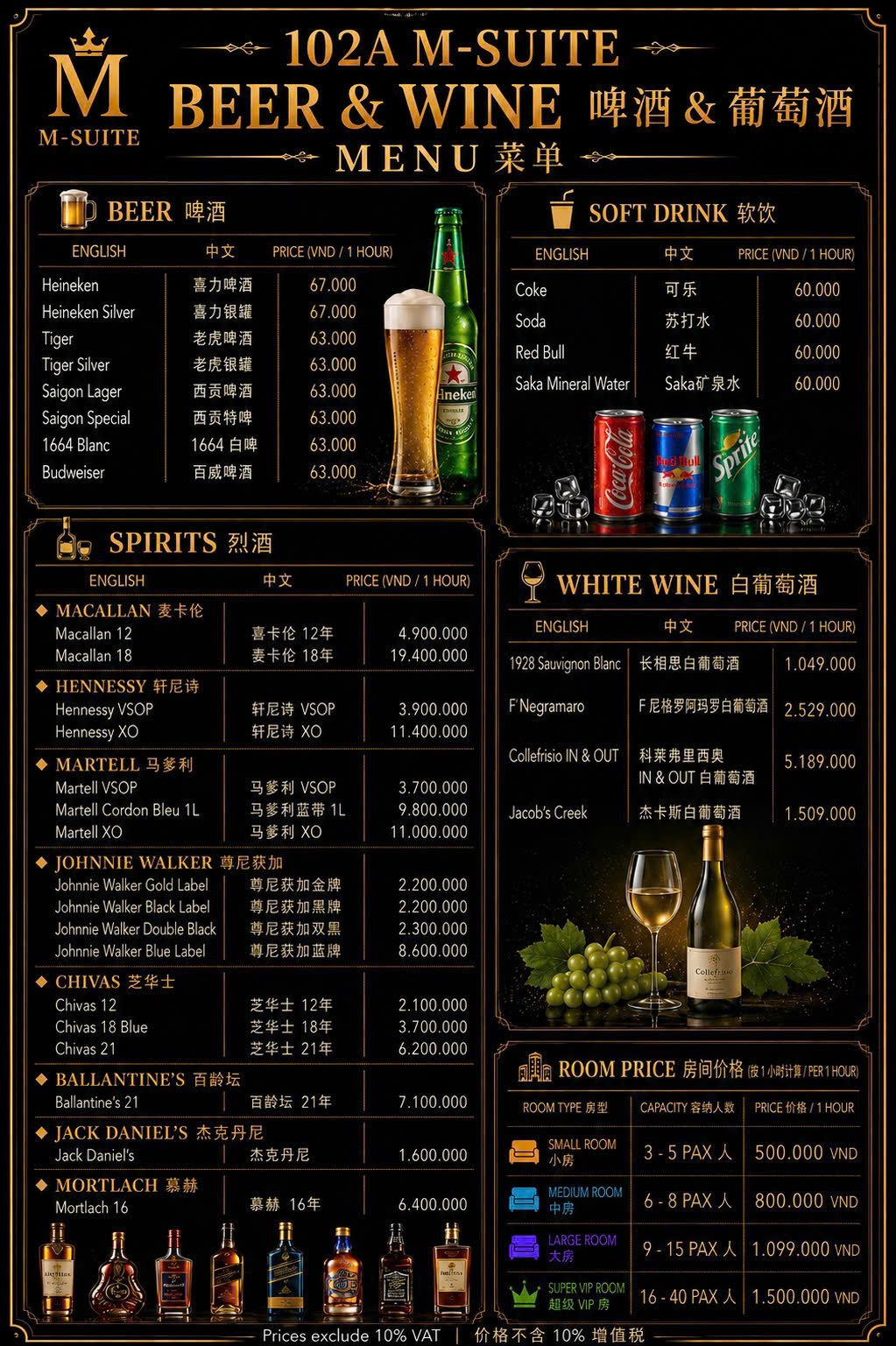 Thông tin menu và phòng M-Suite KTV